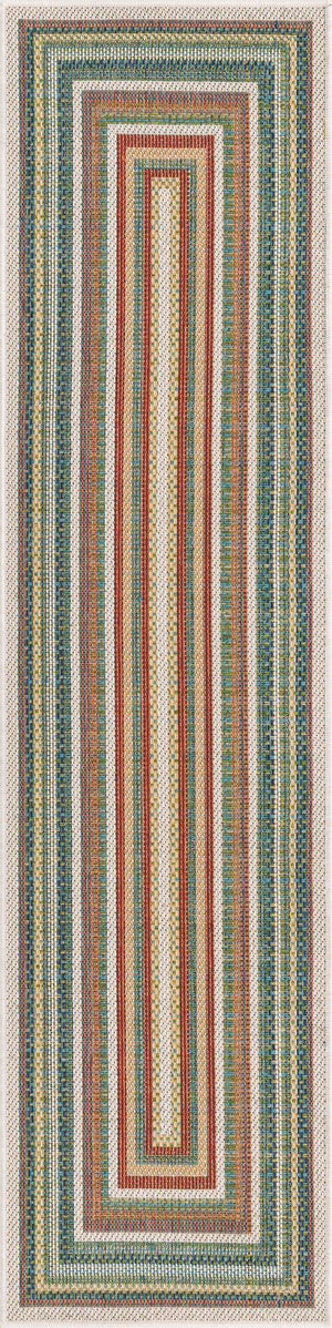 Multicolor 2' x 7' 10 Baja Outdoor Runner Area Rug Weather Resistant for Patio, Deck, Terrace, Balcony, Porch 100% Polypropylene Modern Outside Decor for Sale at Rug Engine