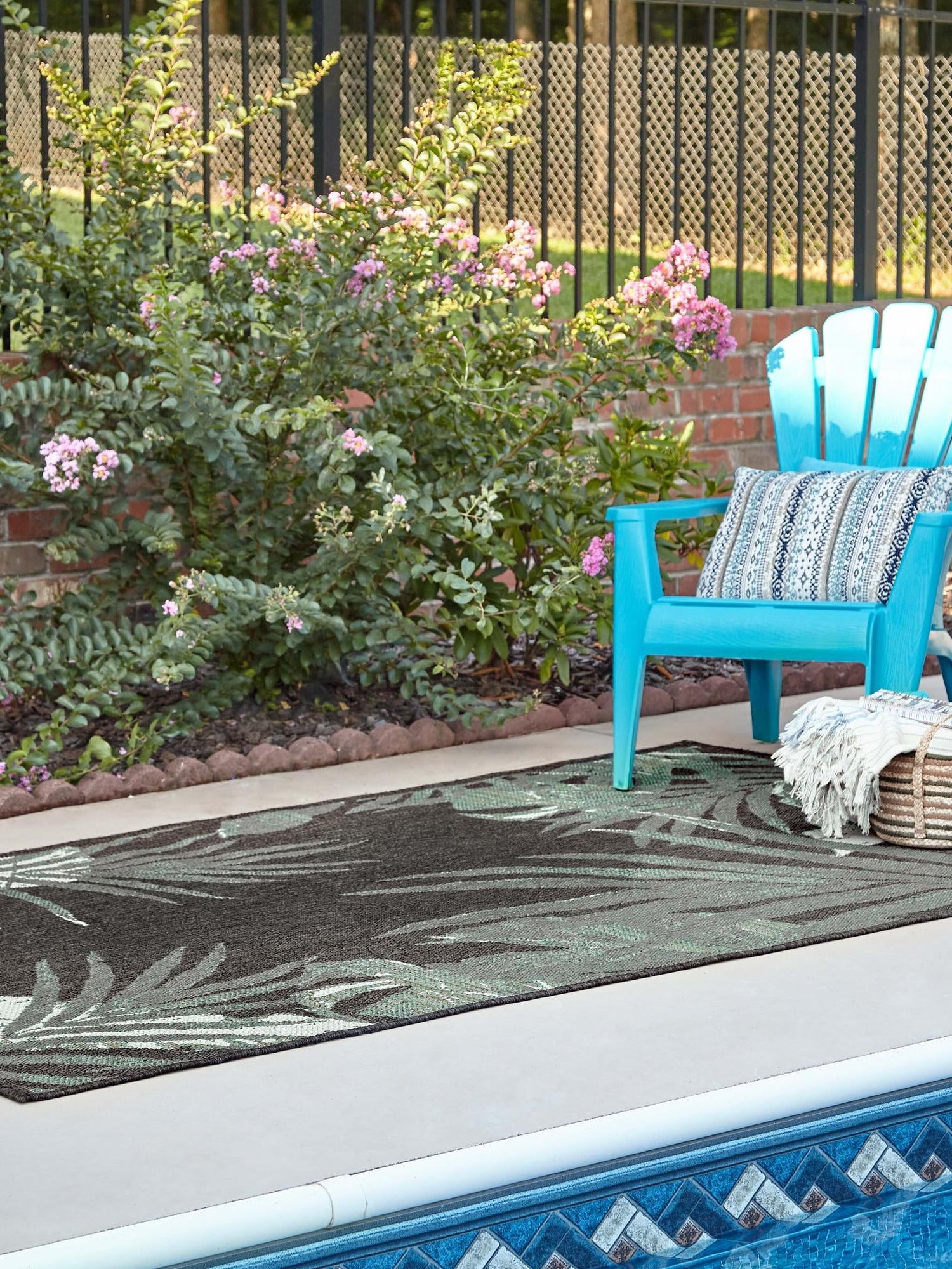 Navy Blue 7' 10 x 10' Baja Outdoor Rectangle Area Rug Weather Resistant for Patio, Deck, Terrace, Balcony, Porch 100% Polypropylene Modern Outside Decor for Sale at Rug Engine