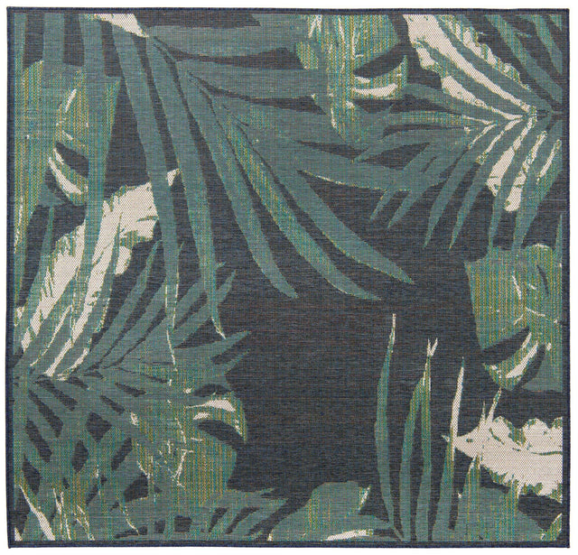 Navy Blue 7' 10 x 7' 10 Baja Outdoor Square Area Rug Weather Resistant for Patio, Deck, Terrace, Balcony, Porch 100% Polypropylene Modern Outside Decor for Sale at Rug Engine