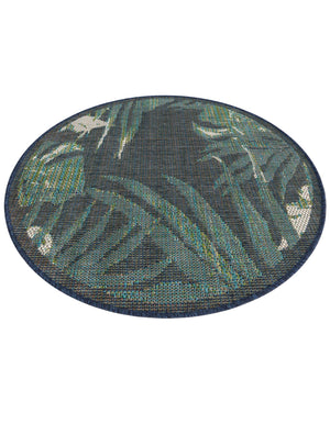 Navy Blue 3' 3 x 3' 3 Baja Outdoor Round Area Rug Weather Resistant for Patio, Deck, Terrace, Balcony, Porch 100% Polypropylene Modern Outside Decor for Sale at Rug Engine