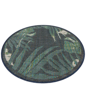 Navy Blue 3' 3 x 3' 3 Baja Outdoor Round Area Rug Weather Resistant for Patio, Deck, Terrace, Balcony, Porch 100% Polypropylene Modern Outside Decor for Sale at Rug Engine