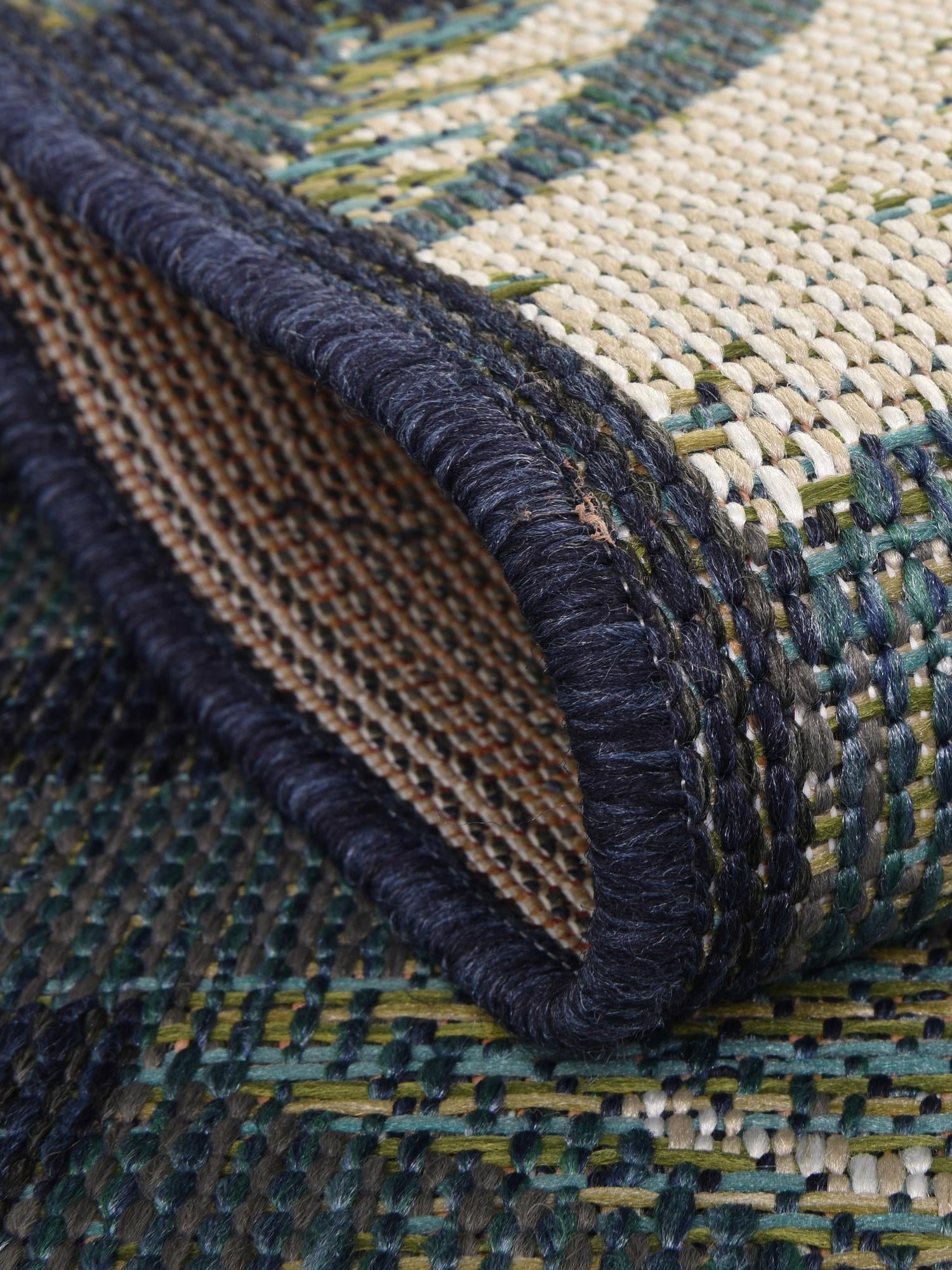 Navy Blue 7' 10 x 7' 10 Baja Outdoor Round Area Rug Weather Resistant for Patio, Deck, Terrace, Balcony, Porch 100% Polypropylene Modern Outside Decor for Sale at Rug Engine