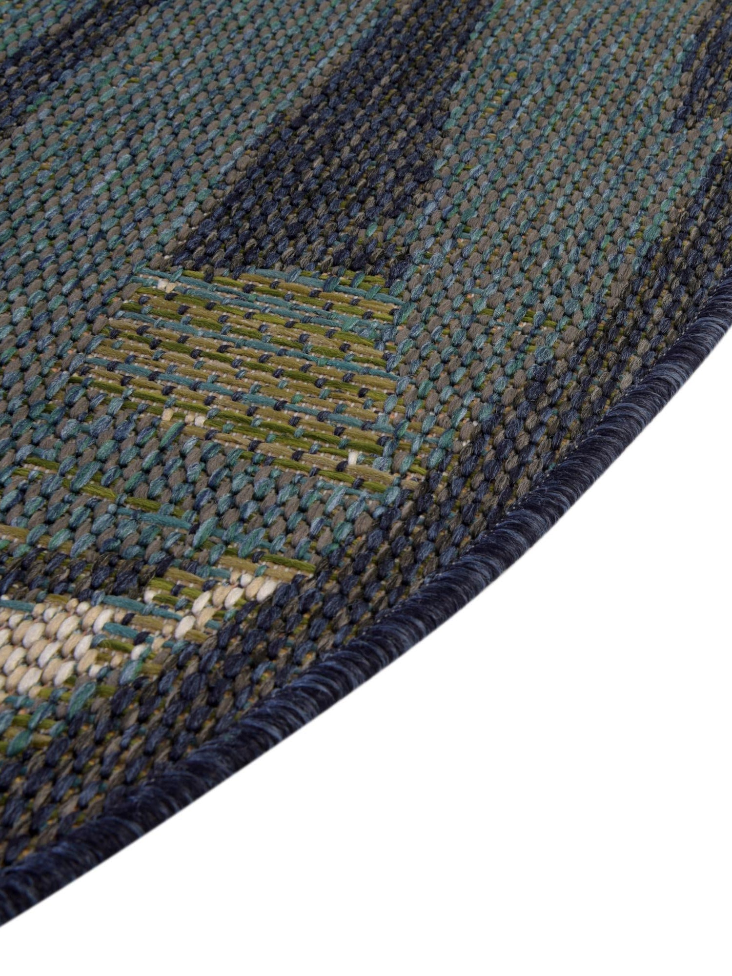 Navy Blue 3' 3 x 3' 3 Baja Outdoor Round Area Rug Weather Resistant for Patio, Deck, Terrace, Balcony, Porch 100% Polypropylene Modern Outside Decor for Sale at Rug Engine