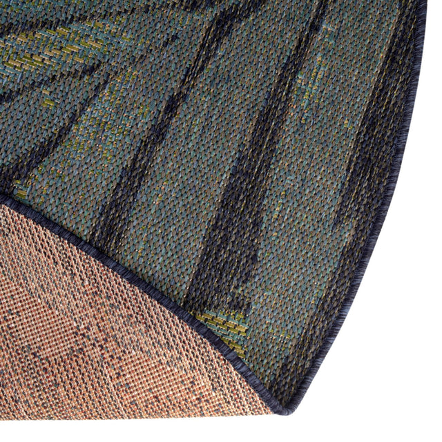 Navy Blue 3' 3 x 3' 3 Baja Outdoor Round Area Rug Weather Resistant for Patio, Deck, Terrace, Balcony, Porch 100% Polypropylene Modern Outside Decor for Sale at Rug Engine