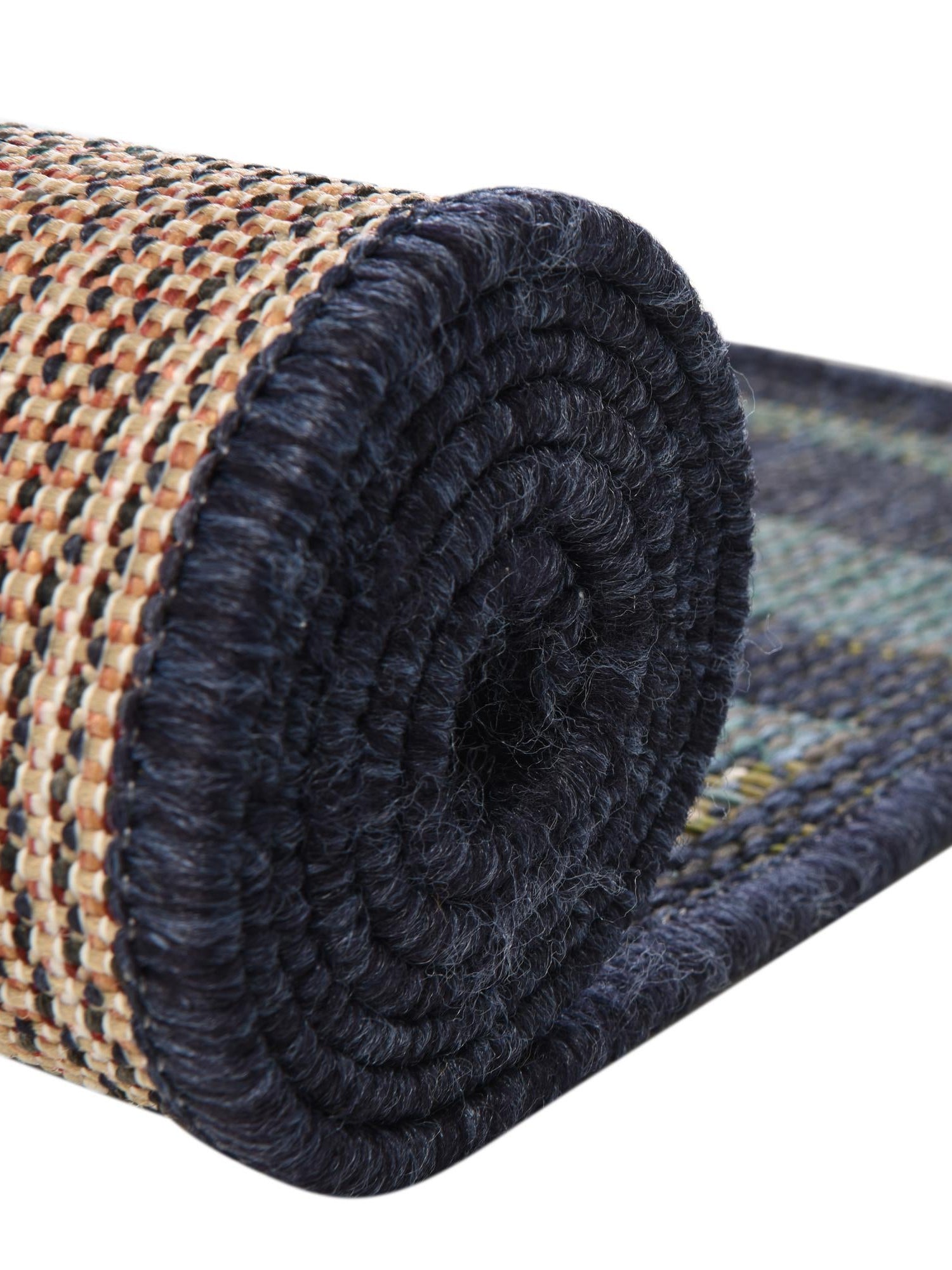 Navy Blue 3' 3 x 3' 3 Baja Outdoor Round Area Rug Weather Resistant for Patio, Deck, Terrace, Balcony, Porch 100% Polypropylene Modern Outside Decor for Sale at Rug Engine
