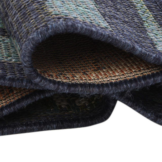 Navy Blue 5' 3 x 5' 3 Baja Outdoor Round Area Rug Weather Resistant for Patio, Deck, Terrace, Balcony, Porch 100% Polypropylene Modern Outside Decor for Sale at Rug Engine