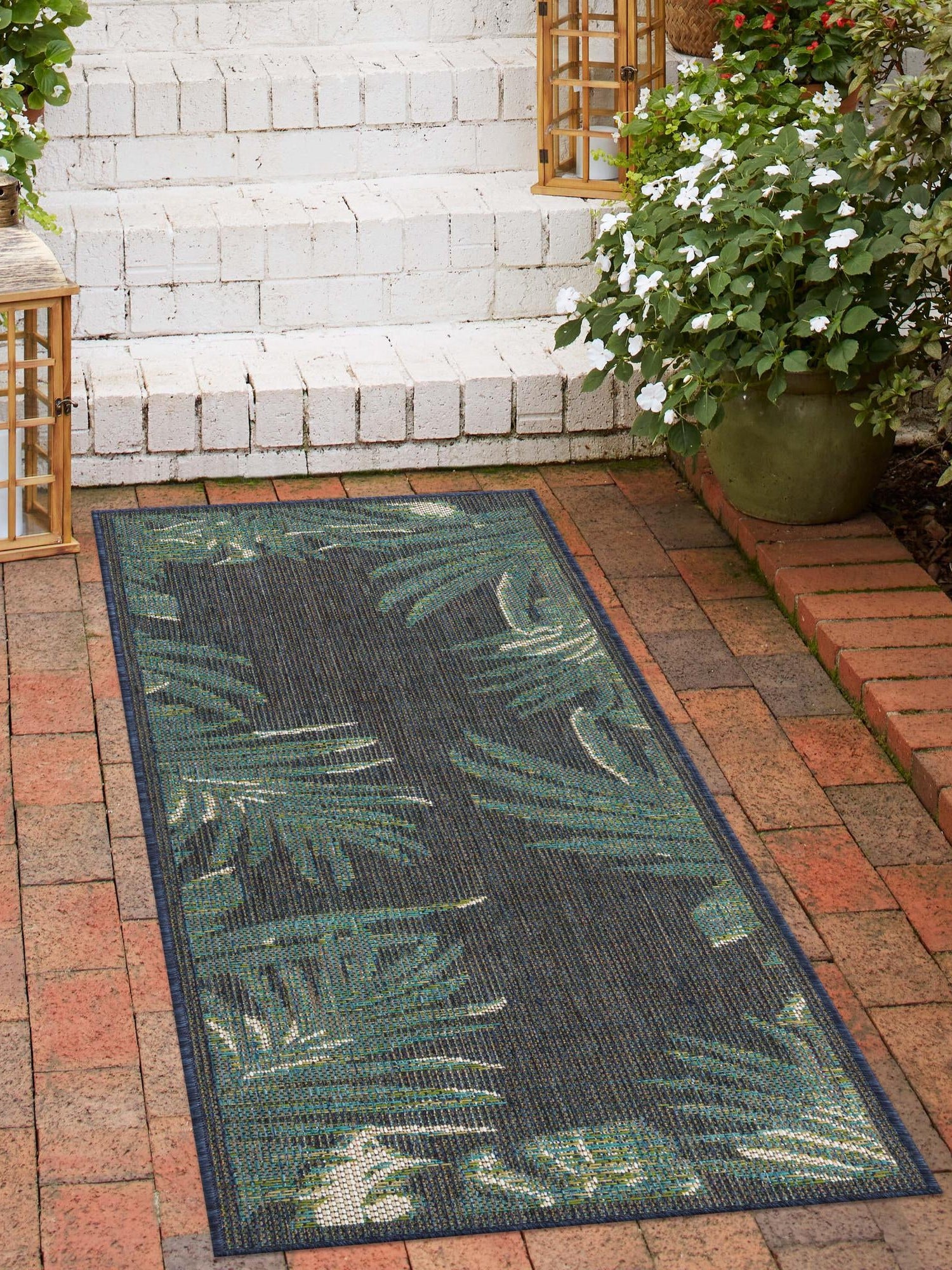 Navy Blue 2' x 3' 11 Baja Outdoor Runner Area Rug Weather Resistant for Patio, Deck, Terrace, Balcony, Porch 100% Polypropylene Modern Outside Decor for Sale at Rug Engine