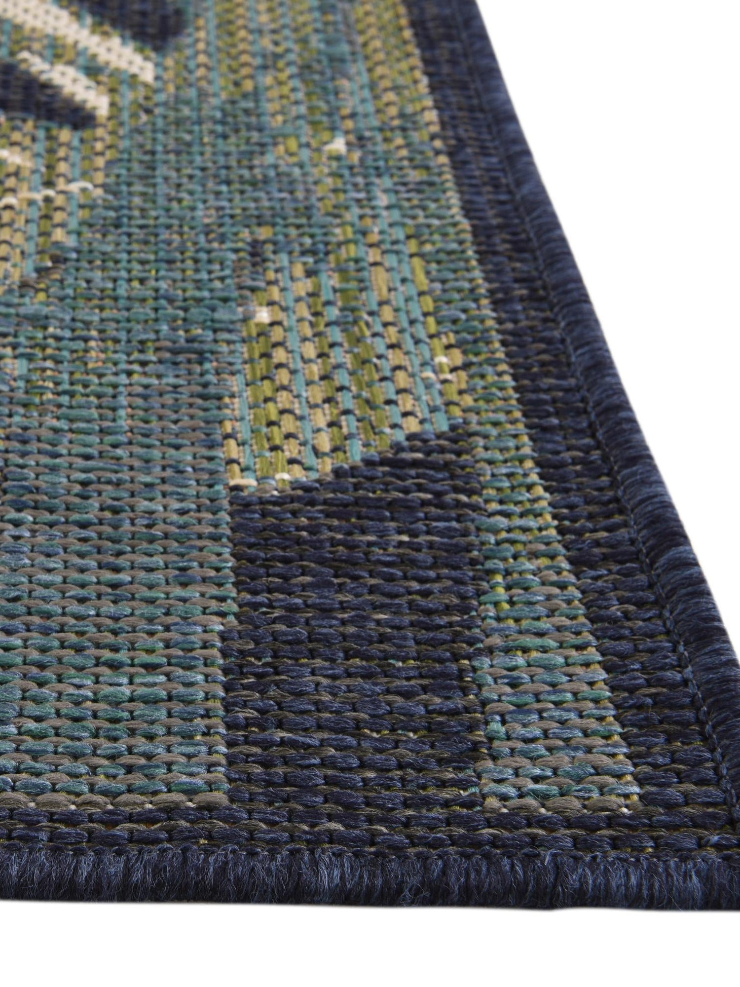 Navy Blue 2' x 7' 10 Baja Outdoor Runner Area Rug Weather Resistant for Patio, Deck, Terrace, Balcony, Porch 100% Polypropylene Modern Outside Decor for Sale at Rug Engine