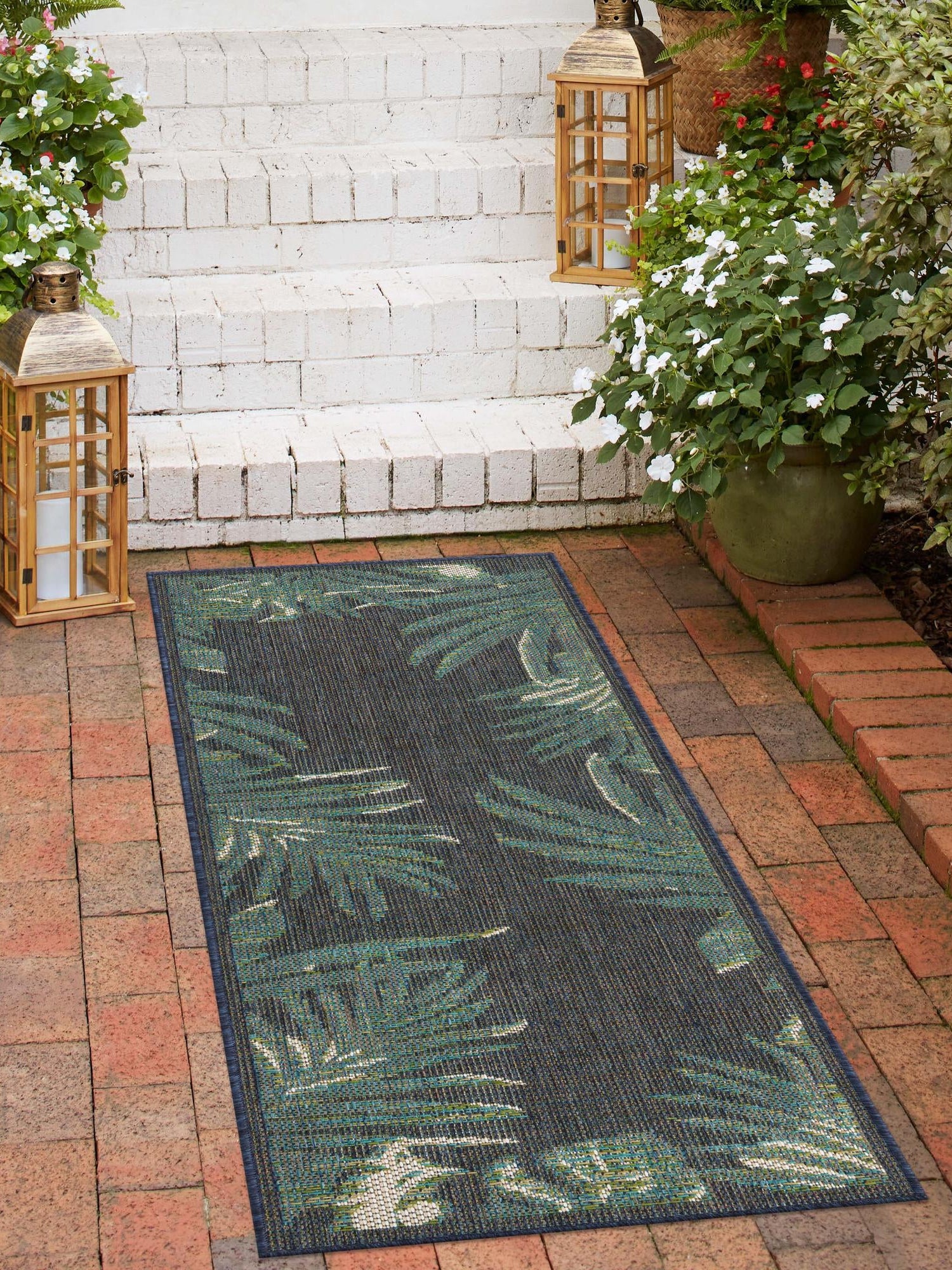Navy Blue 2' x 3' 11 Baja Outdoor Runner Area Rug Weather Resistant for Patio, Deck, Terrace, Balcony, Porch 100% Polypropylene Modern Outside Decor for Sale at Rug Engine