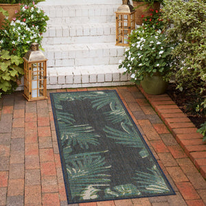 Navy Blue 2' x 7' 10 Baja Outdoor Runner Area Rug Weather Resistant for Patio, Deck, Terrace, Balcony, Porch 100% Polypropylene Modern Outside Decor for Sale at Rug Engine