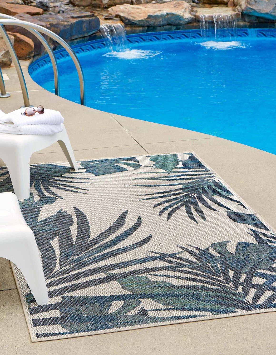 Ivory 6' x 9' Baja Outdoor Rectangle Area Rug Weather Resistant for Patio, Deck, Terrace, Balcony, Porch 100% Polypropylene Modern Outside Decor for Sale at Rug Engine