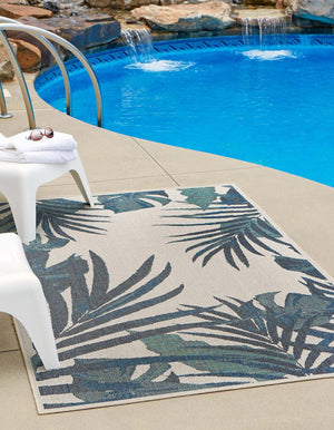 Ivory 6' x 9' Baja Outdoor Rectangle Area Rug Weather Resistant for Patio, Deck, Terrace, Balcony, Porch 100% Polypropylene Modern Outside Decor for Sale at Rug Engine