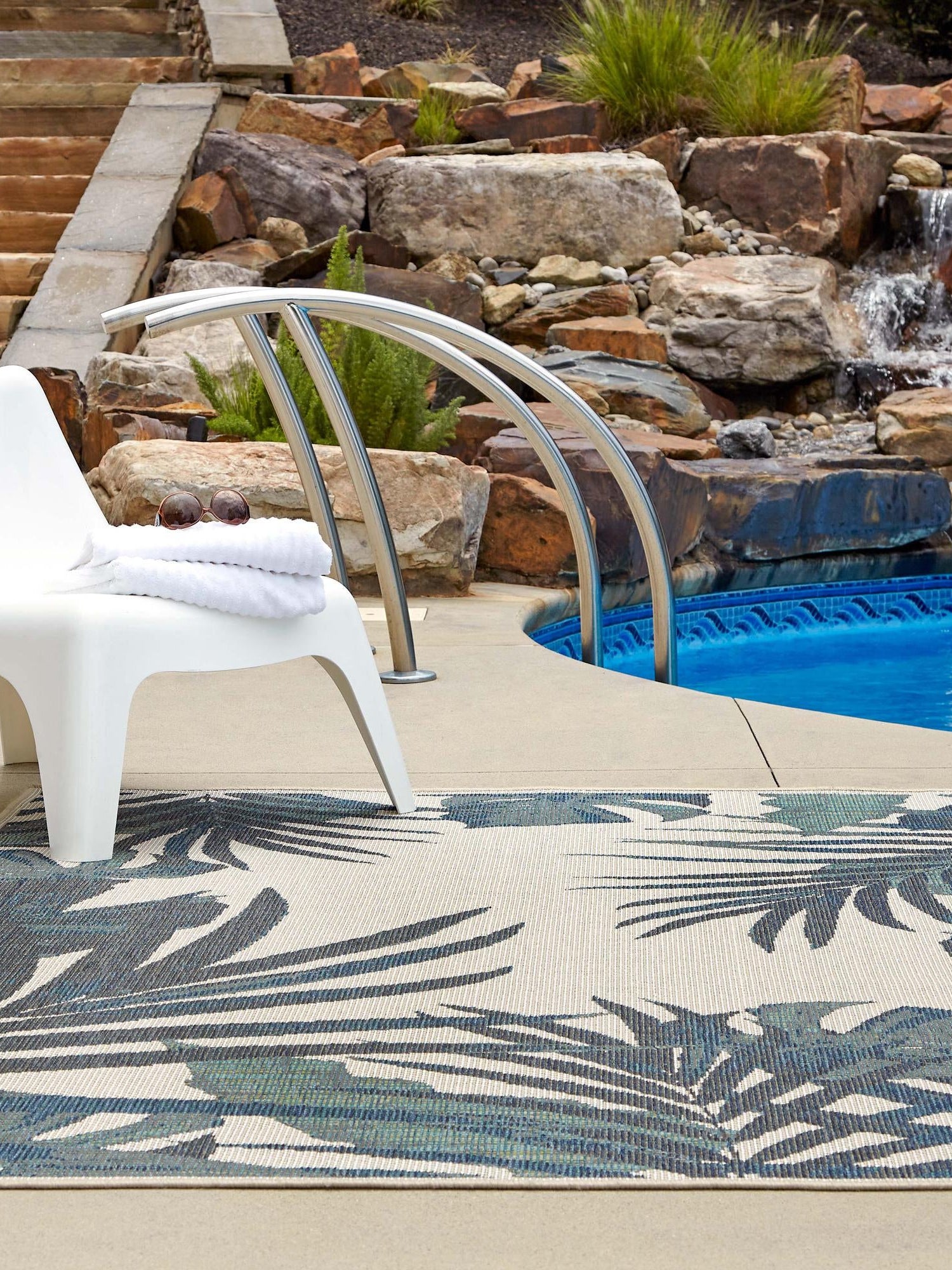 Ivory 3' 11 x 5' 11 Baja Outdoor Rectangle Area Rug Weather Resistant for Patio, Deck, Terrace, Balcony, Porch 100% Polypropylene Modern Outside Decor for Sale at Rug Engine