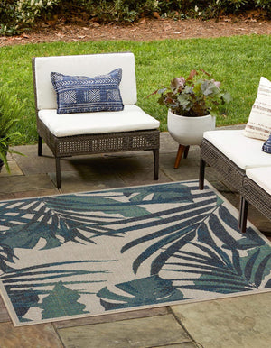 Ivory 5' 3 x 5' 3 Baja Outdoor Square Area Rug Weather Resistant for Patio, Deck, Terrace, Balcony, Porch 100% Polypropylene Modern Outside Decor for Sale at Rug Engine