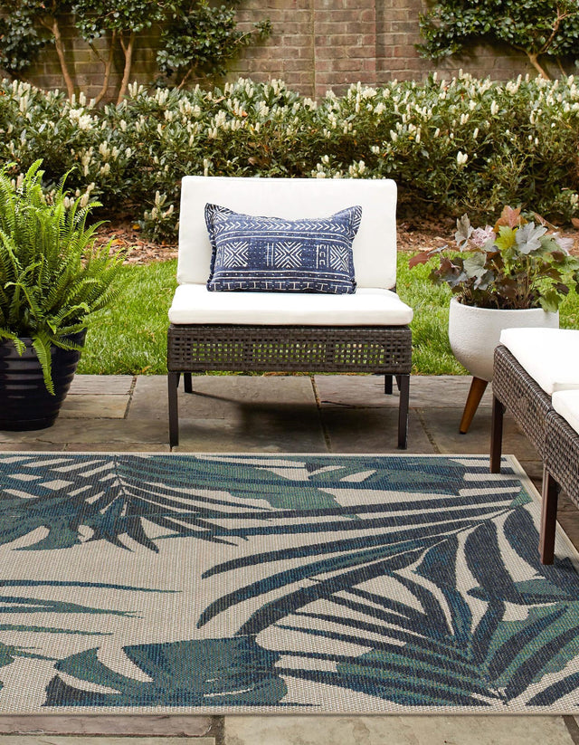 Ivory 5' 3 x 5' 3 Baja Outdoor Square Area Rug Weather Resistant for Patio, Deck, Terrace, Balcony, Porch 100% Polypropylene Modern Outside Decor for Sale at Rug Engine