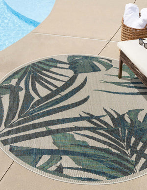 Ivory 3' 3 x 3' 3 Baja Outdoor Round Area Rug Weather Resistant for Patio, Deck, Terrace, Balcony, Porch 100% Polypropylene Modern Outside Decor for Sale at Rug Engine