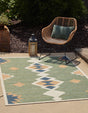 Green 5' 3 x 7' 7 Baja Outdoor Rectangle Area Rug Weather Resistant for Patio, Deck, Terrace, Balcony, Porch 100% Polypropylene Modern Outside Decor for Sale at Rug Engine
