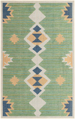 Green 5' 3 x 7' 7 Baja Outdoor Rectangle Area Rug Weather Resistant for Patio, Deck, Terrace, Balcony, Porch 100% Polypropylene Modern Outside Decor for Sale at Rug Engine