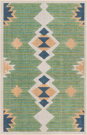 Green 3' 11 x 5' 11 Baja Outdoor Rectangle Area Rug Weather Resistant for Patio, Deck, Terrace, Balcony, Porch 100% Polypropylene Modern Outside Decor for Sale at Rug Engine