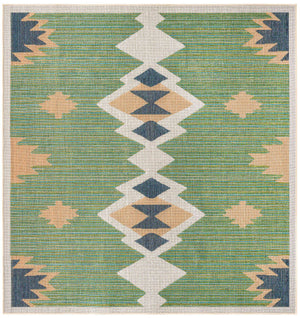 Green 7' 10 x 7' 10 Baja Outdoor Square Area Rug Weather Resistant for Patio, Deck, Terrace, Balcony, Porch 100% Polypropylene Modern Outside Decor for Sale at Rug Engine