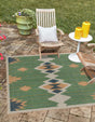 Green 5' 3 x 5' 3 Baja Outdoor Square Area Rug Weather Resistant for Patio, Deck, Terrace, Balcony, Porch 100% Polypropylene Modern Outside Decor for Sale at Rug Engine