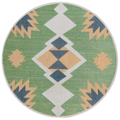 Green 8' x 8' Baja Outdoor Round Rug