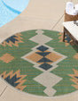 Green 5' 3 x 5' 3 Baja Outdoor Round Area Rug Weather Resistant for Patio, Deck, Terrace, Balcony, Porch 100% Polypropylene Modern Outside Decor for Sale at Rug Engine