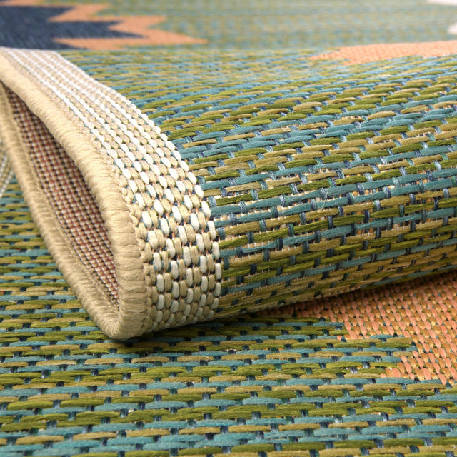 Green 2' x 5' 11 Baja Outdoor Runner Area Rug Weather Resistant for Patio, Deck, Terrace, Balcony, Porch 100% Polypropylene Modern Outside Decor for Sale at Rug Engine