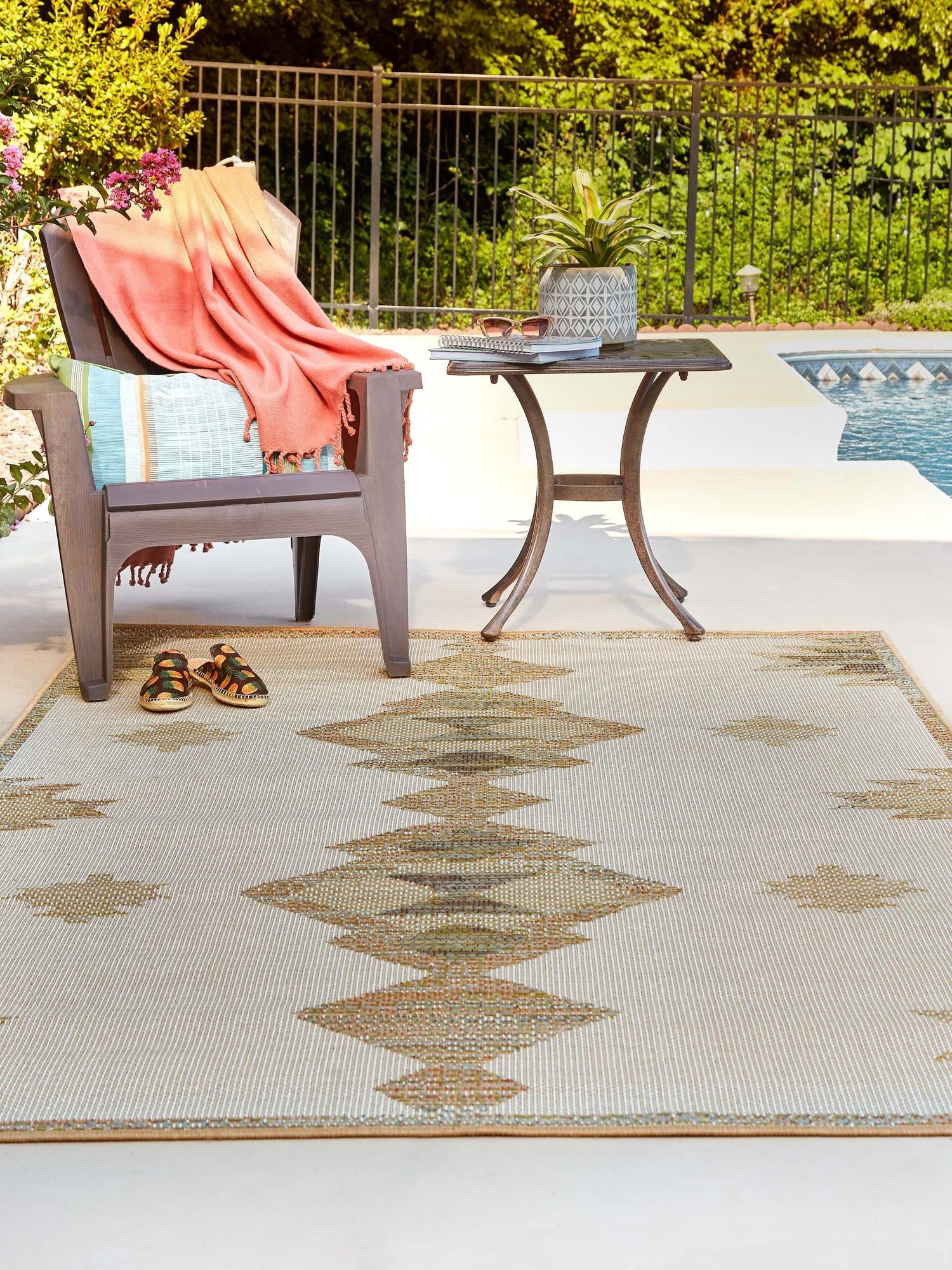 Ivory 2' x 2' 11 Baja Outdoor Rectangle Area Rug Weather Resistant for Patio, Deck, Terrace, Balcony, Porch 100% Polypropylene Modern Outside Decor for Sale at Rug Engine