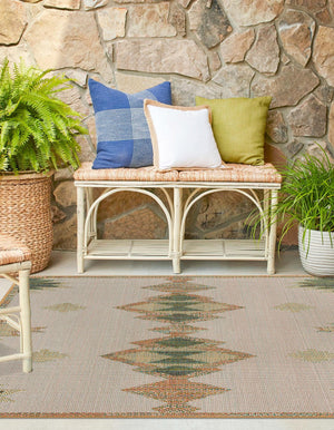 Ivory 7' 10 x 7' 10 Baja Outdoor Square Area Rug Weather Resistant for Patio, Deck, Terrace, Balcony, Porch 100% Polypropylene Modern Outside Decor for Sale at Rug Engine