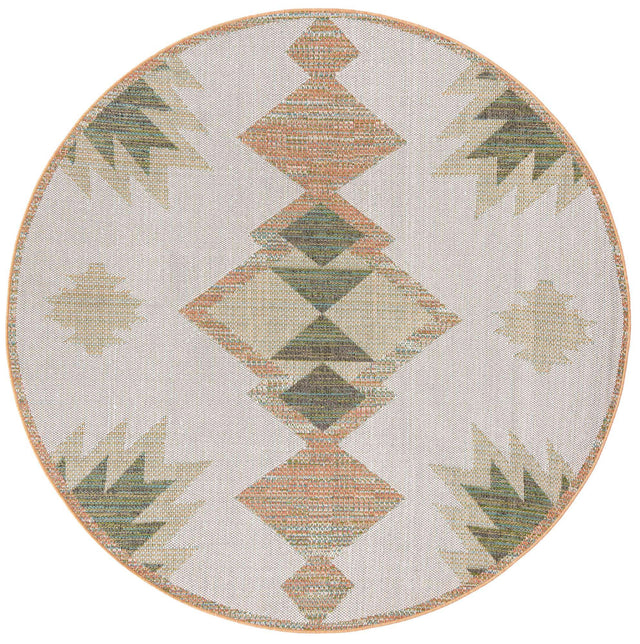 Ivory 7' 10 x 7' 10 Baja Outdoor Round Area Rug Weather Resistant for Patio, Deck, Terrace, Balcony, Porch 100% Polypropylene Modern Outside Decor for Sale at Rug Engine