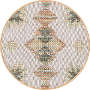Ivory 3' 3 x 3' 3 Baja Outdoor Round Area Rug Weather Resistant for Patio, Deck, Terrace, Balcony, Porch 100% Polypropylene Modern Outside Decor for Sale at Rug Engine
