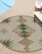 Ivory 3' 3 x 3' 3 Baja Outdoor Round Area Rug Weather Resistant for Patio, Deck, Terrace, Balcony, Porch 100% Polypropylene Modern Outside Decor for Sale at Rug Engine