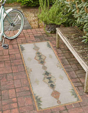 Ivory 2' x 5' 11 Baja Outdoor Runner Area Rug Weather Resistant for Patio, Deck, Terrace, Balcony, Porch 100% Polypropylene Modern Outside Decor for Sale at Rug Engine