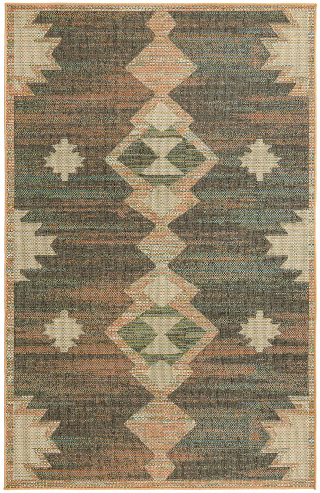 Multicolor 6' x 9' Baja Outdoor Rectangle Area Rug Weather Resistant for Patio, Deck, Terrace, Balcony, Porch 100% Polypropylene Modern Outside Decor for Sale at Rug Engine