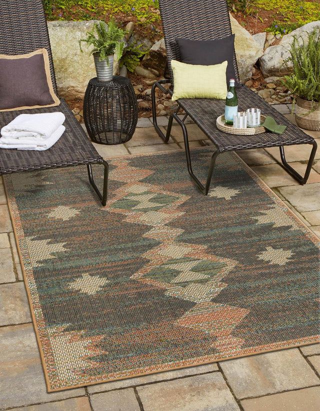 Multicolor 2' x 2' 11 Baja Outdoor Rectangle Area Rug Weather Resistant for Patio, Deck, Terrace, Balcony, Porch 100% Polypropylene Modern Outside Decor for Sale at Rug Engine
