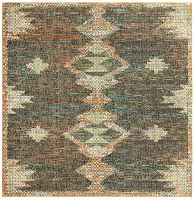 Multicolor 7' 10 x 7' 10 Baja Outdoor Square Area Rug Weather Resistant for Patio, Deck, Terrace, Balcony, Porch 100% Polypropylene Modern Outside Decor for Sale at Rug Engine
