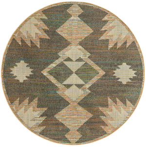 Multicolor 7' 10 x 7' 10 Baja Outdoor Round Area Rug Weather Resistant for Patio, Deck, Terrace, Balcony, Porch 100% Polypropylene Modern Outside Decor for Sale at Rug Engine