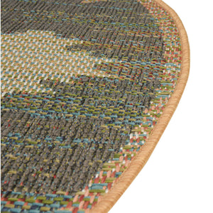 Multicolor 5' 3 x 5' 3 Baja Outdoor Round Area Rug Weather Resistant for Patio, Deck, Terrace, Balcony, Porch 100% Polypropylene Modern Outside Decor for Sale at Rug Engine