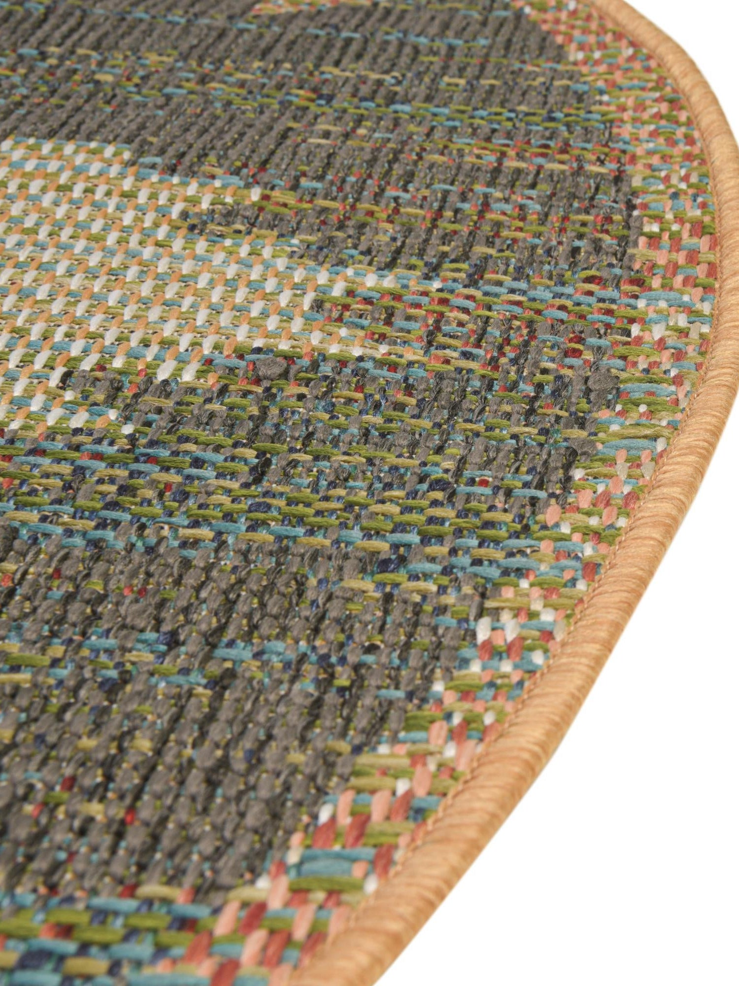 Multicolor 3' 3 x 3' 3 Baja Outdoor Round Area Rug Weather Resistant for Patio, Deck, Terrace, Balcony, Porch 100% Polypropylene Modern Outside Decor for Sale at Rug Engine