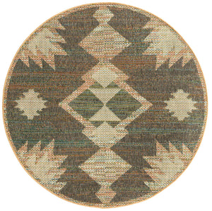 Multicolor 5' 3 x 5' 3 Baja Outdoor Round Area Rug Weather Resistant for Patio, Deck, Terrace, Balcony, Porch 100% Polypropylene Modern Outside Decor for Sale at Rug Engine