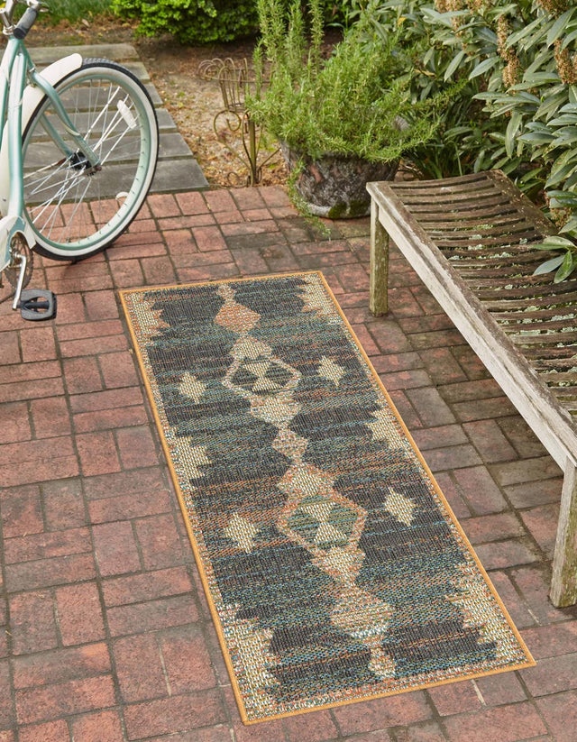 Multicolor 2' x 5' 11 Baja Outdoor Runner Area Rug Weather Resistant for Patio, Deck, Terrace, Balcony, Porch 100% Polypropylene Modern Outside Decor for Sale at Rug Engine