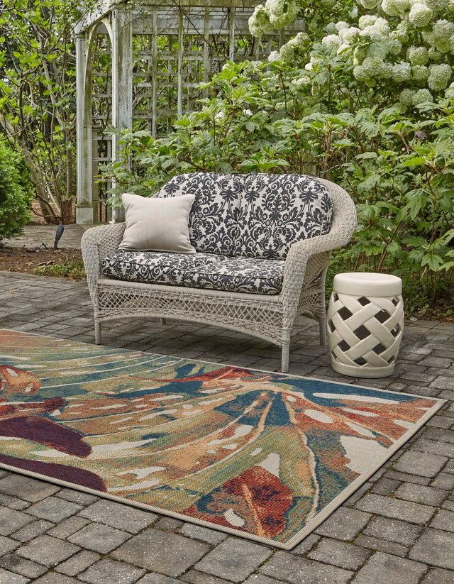 Multicolor 3' 11 x 5' 11 Baja Outdoor Rectangle Area Rug Weather Resistant for Patio, Deck, Terrace, Balcony, Porch 100% Polypropylene Modern Outside Decor for Sale at Rug Engine