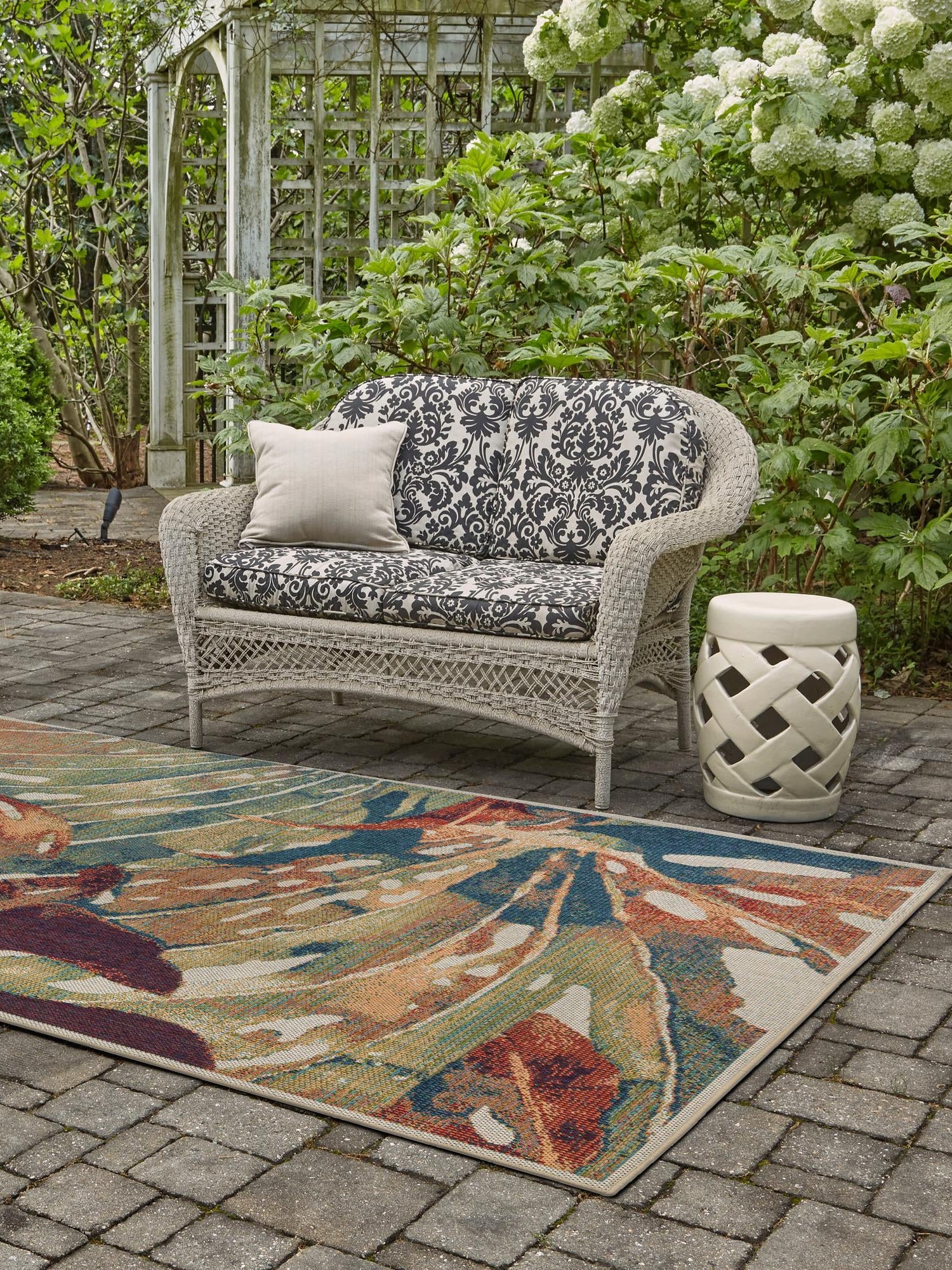 Multicolor 5' 3 x 7' 7 Baja Outdoor Rectangle Area Rug Weather Resistant for Patio, Deck, Terrace, Balcony, Porch 100% Polypropylene Modern Outside Decor for Sale at Rug Engine