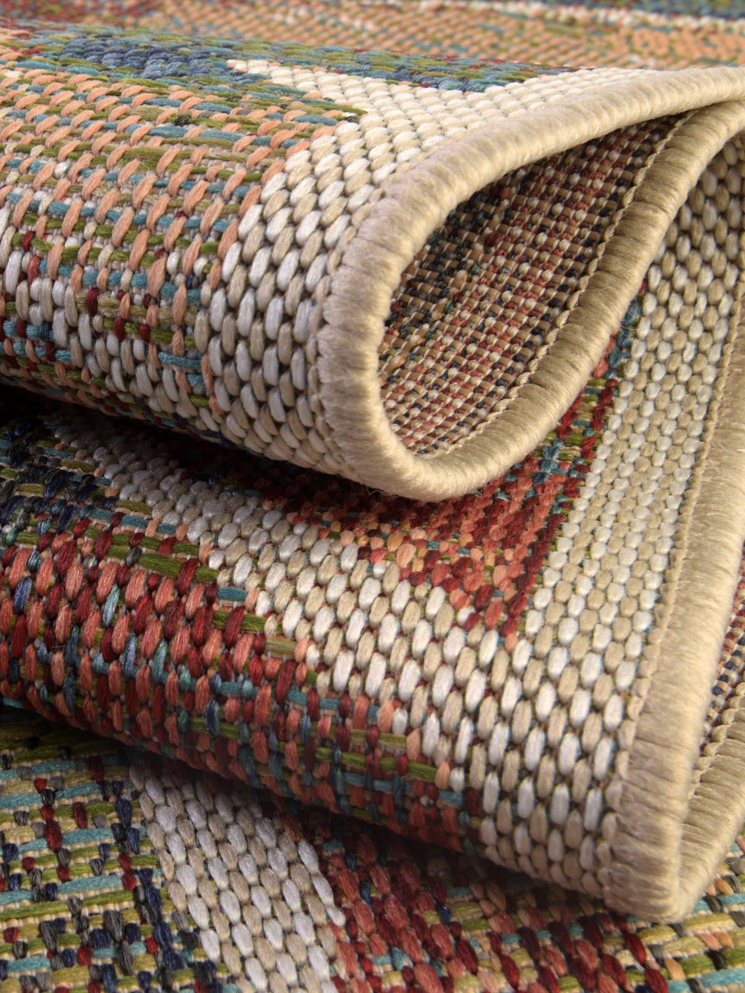 Multicolor 5' 3 x 7' 7 Baja Outdoor Rectangle Area Rug Weather Resistant for Patio, Deck, Terrace, Balcony, Porch 100% Polypropylene Modern Outside Decor for Sale at Rug Engine