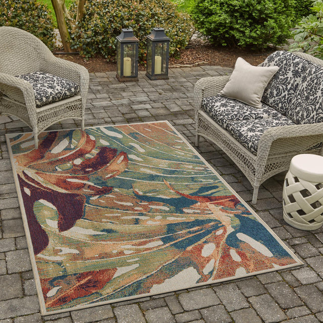 Multicolor 7' 10 x 10' Baja Outdoor Rectangle Area Rug Weather Resistant for Patio, Deck, Terrace, Balcony, Porch 100% Polypropylene Modern Outside Decor for Sale at Rug Engine