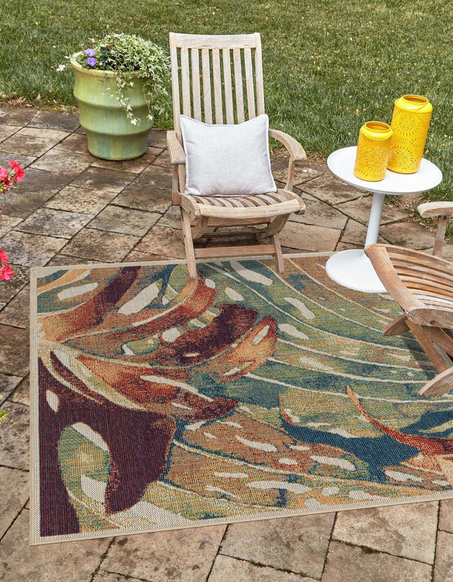 Multicolor 12' x 12' Baja Outdoor Square Area Rug Weather Resistant for Patio, Deck, Terrace, Balcony, Porch 100% Polypropylene Modern Outside Decor for Sale at Rug Engine
