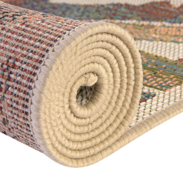 Multicolor 5' 3 x 5' 3 Baja Outdoor Square Area Rug Weather Resistant for Patio, Deck, Terrace, Balcony, Porch 100% Polypropylene Modern Outside Decor for Sale at Rug Engine