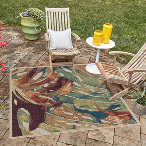Multicolor 5' 3 x 5' 3 Baja Outdoor Square Area Rug Weather Resistant for Patio, Deck, Terrace, Balcony, Porch 100% Polypropylene Modern Outside Decor for Sale at Rug Engine