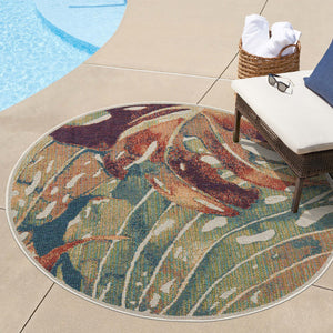 Multicolor 7' 10 x 7' 10 Baja Outdoor Round Area Rug Weather Resistant for Patio, Deck, Terrace, Balcony, Porch 100% Polypropylene Modern Outside Decor for Sale at Rug Engine
